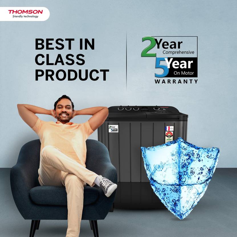 Thomson 11 kg 5 Star Aqua Magic with Double Waterfall, Detergent Box, 3D Rollers Technology, Magic Filter, Collar Scrubber, Turbo Dry Technology, (TSA1100SP)-1