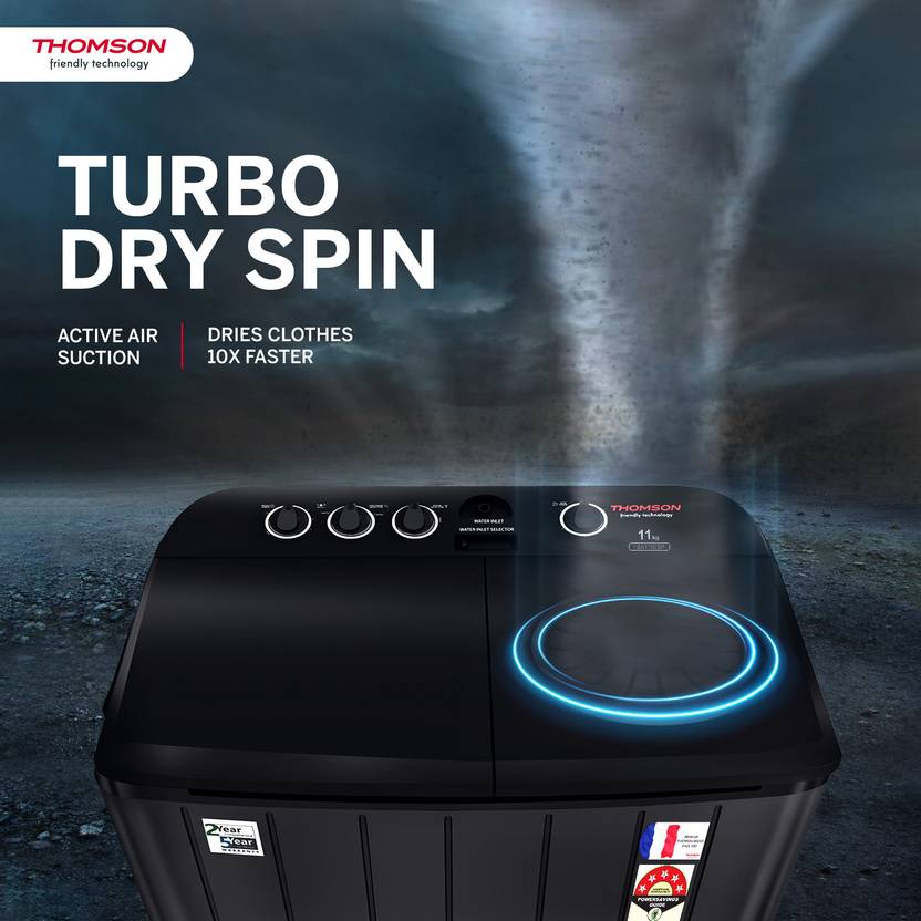 Thomson 11 kg 5 Star Aqua Magic with Double Waterfall, Detergent Box, 3D Rollers Technology, Magic Filter, Collar Scrubber, Turbo Dry Technology, (TSA1100SP)-2
