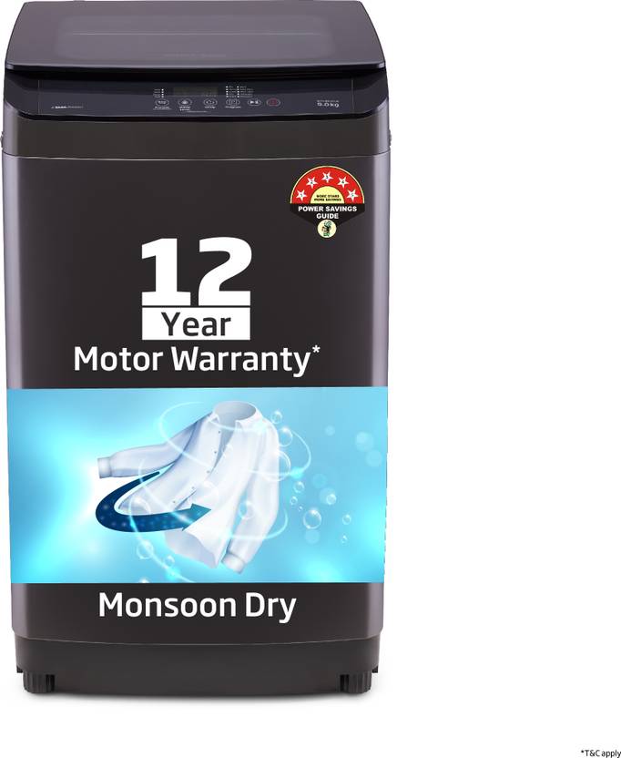 Voltas Beko by A Tata Product 9 kg with Double waterfall, Multiple Wash Program, Waterproof IPX4 panel and Monsoon Dry option Fully Automatic Top (WTL90UPGB)-1