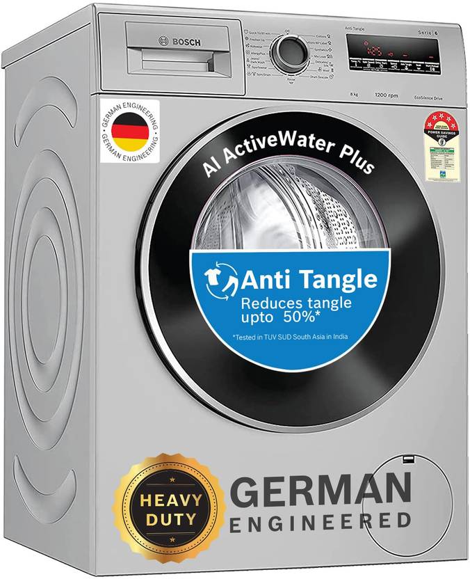 Bosch 8 kg AntiTangle,AntiVibration,1200RPM Fully Automatic Front Load Washing Machine with In-built Heater Silver (WAJ2426PIN)