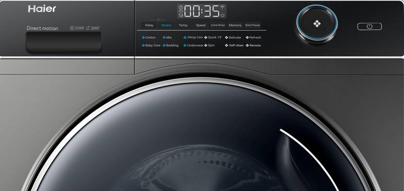 Haier 8 kg Super Drum 525, Puri steam & Refresh Fully Automatic Front Load Washing Machine with In-built Heater Grey (HW80-DM14959CS3U1)-4