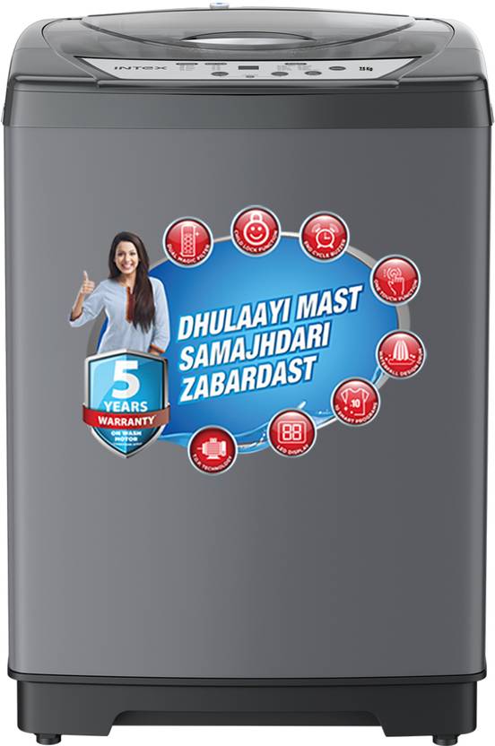 Intex 7.5 kg Fully Automatic Top Load Washing Machine Grey (FA75BGPT)-1