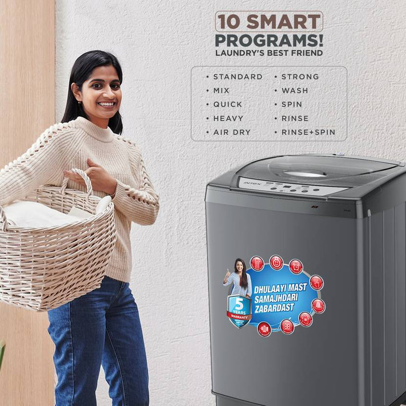Intex 7.5 kg Fully Automatic Top Load Washing Machine Grey (FA75BGPT)-2