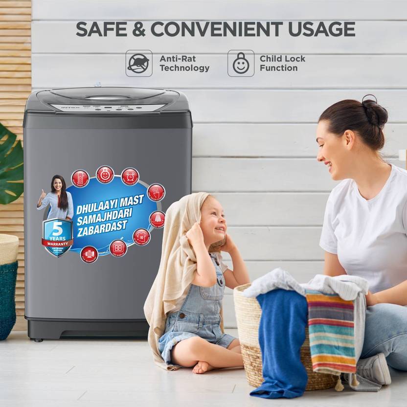 Intex 6.5 kg Fully Automatic Top Load Washing Machine Grey (FA65BGPT)-4
