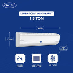 Carrier 2024 Model 1.5 Ton 5 Star Split Inverter Dual Filtration with HD & Auto Cleanser AC (CAI18ES5R34F0, White)-4