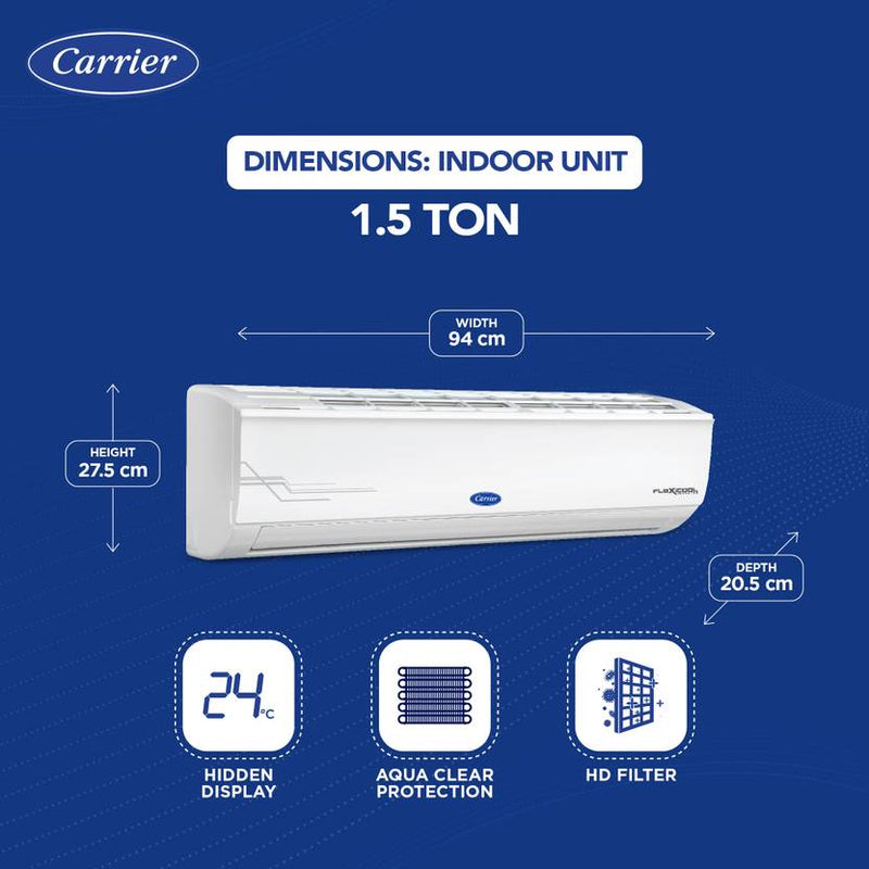 Carrier 2024 Model 1.5 Ton 5 Star Split Inverter Dual Filtration with HD & Auto Cleanser AC (CAI18ES5R34F0, White)-4