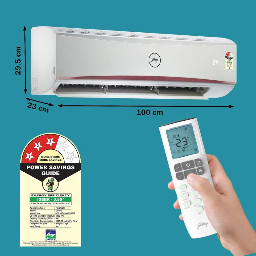 Godrej 2023 Model 1.5 Ton 3 Star Split Fixed Speed with Anti-Dust Filter AC (SFC 18LTC3-WWR, White)-3