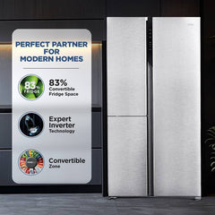 Haier 598 L Frost Free Side by Side Convertible Refrigerator with 83% Convertible Fridge SpaceDigital Control Panel360 Degree CoolingMagic-2