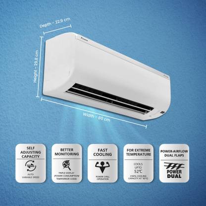 Daikin 2024 Model 1 Ton 3 Star Split Inverter AC with PM 2.5 Filter - White (MTKL35UV16WA/RKL35UV16WA, Copper Condenser)