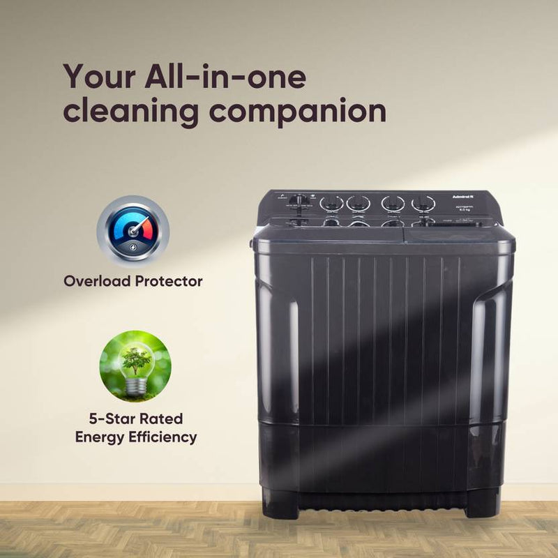 Admiral 8 kg Semi Automatic Top Load Washing Machine Black (ADTT80PTFI)-2