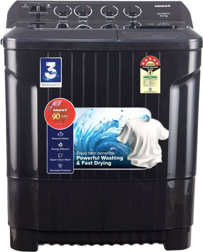 Admiral 8 kg Semi Automatic Top Load Washing Machine Black (ADTT80PTFI)-1