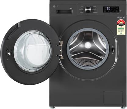 LG 8 kg 5 Star, Inverter Direct Drive Technology, Wi-Fi Enabled, 6 Motion DD, Steam Fully Automatic Front Load Washing Machine with In-built Heater Grey, Black (FHB1208Z4M)