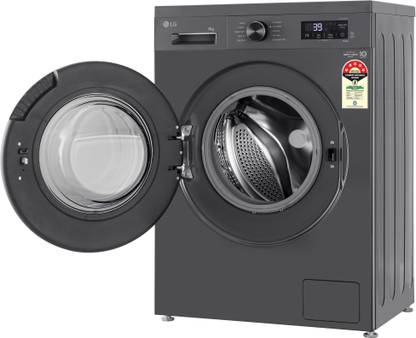 LG 8 kg 5 Star, Inverter Direct Drive Technology, Wi-Fi Enabled, 6 Motion DD, Steam Fully Automatic Front Load Washing Machine with In-built Heater Grey, Black (FHB1208Z4M)