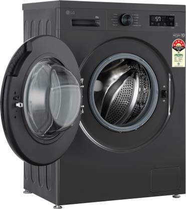 LG 8 kg 5 Star, Inverter Direct Drive Technology, Wi-Fi Enabled, 6 Motion DD, Steam Fully Automatic Front Load Washing Machine with In-built Heater Grey, Black (FHB1208Z4M)