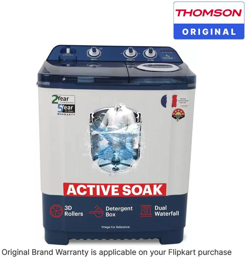 Thomson 7 kg 5 Star Aqua Magic with Double Waterfall, Detergent Box, 3D Rollers Technology, Magic Filter, Collar Scrubber, Turbo Dry Technology, Semi (TSA7000SP)-2