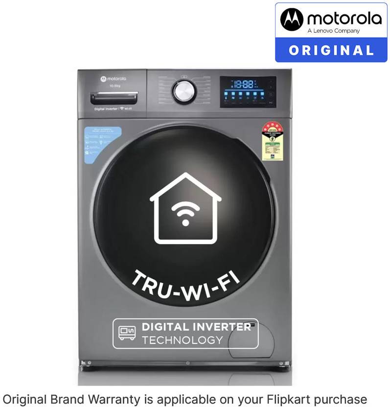 Motorola 10.5 kg 5 Star Smart Wi-Fi Enabled Inverter Technology Fully Automatic Front Load with In-built Heater Grey (105FLIWBM5DG)-2