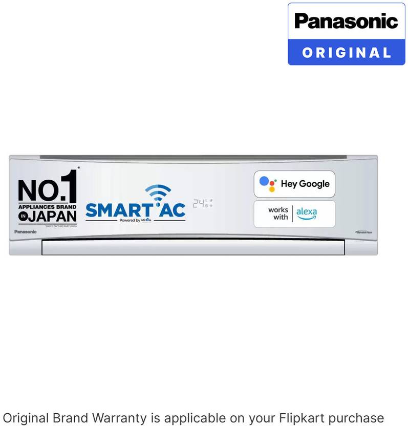 Panasonic 2023 Model 1.5 Ton 5 Star Split Inverter with Wi-fi Convertible 7-in-1 with Additional AI Mode Cooling with, PM 0.1 Air Purification (CS-NU18YKY5W/CU-NU18YKY5W, White)