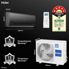 Haier 2024 Model Inverter Technology 1.6 Ton 5 Star Split Inverter Expandable AC - White