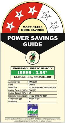 Daikin 2024 Model 0.8 Ton 3 Star Split AC - White (FTL30UV16V1/RL30UV16V1, Copper Condenser)