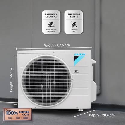 Daikin 2024 Model 0.8 Ton 3 Star Split AC - White (FTL30UV16V1/RL30UV16V1, Copper Condenser)