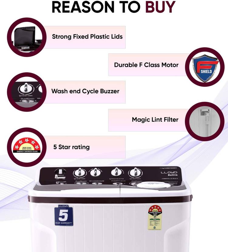 Lloyd by Havells 7.5 kg (GLWS755AC,GLWMS75DDMAC)-3