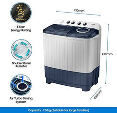 Samsung 7.5 kg 5 star, Air Turbo Drying Semi Automatic Top Load Washing Machine Blue, Grey (WT75M3200LL/TL)-2