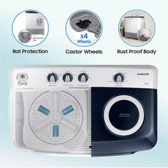 Samsung 8.5 kg 5 Star Hexa Storm Pulsator Semi Automatic Top Load Washing Machine White, Grey (WT85R4200LL/TL)-3