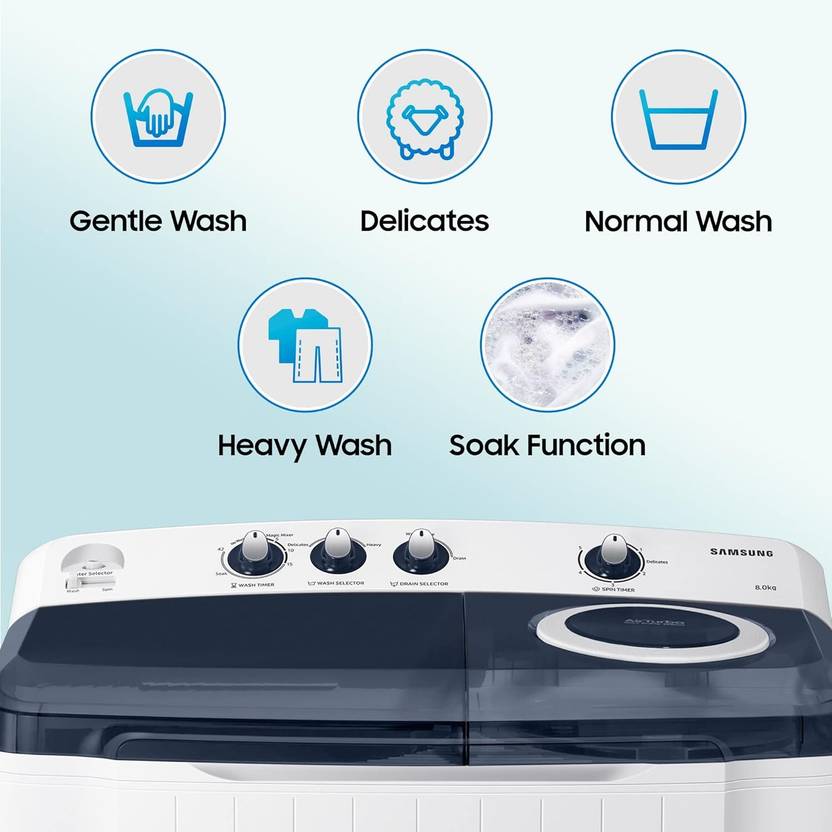 Samsung 8.5 kg 5 Star Hexa Storm Pulsator Semi Automatic Top Load Washing Machine White, Grey (WT85R4200LL/TL)-4