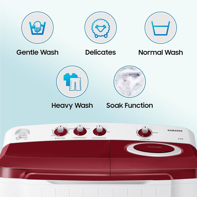 Samsung 8 kg 5 Star Hexa Storm Pulsator Semi Automatic Top Load Washing Machine White, Grey (WT80R4000RG/TL)-4