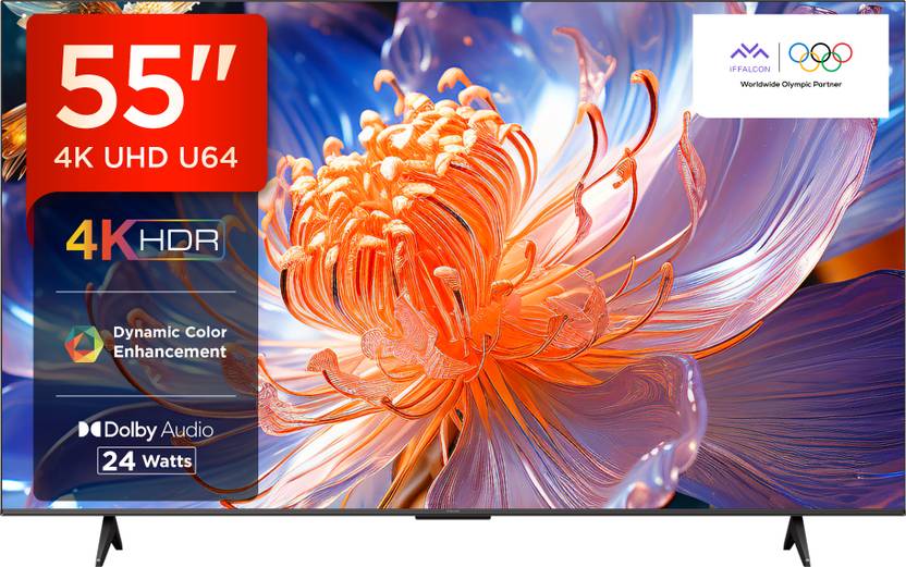 Iffalcon U64 139 cm (55 inch) Ultra HD (4K) LED Smart Google TV with 24W Dolby Audio, HDR10 (iFF55U64)