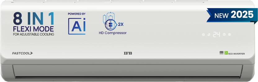 IFB 2025 Model 1 Ton 3 Star Split Inverter with HD Compressor, AI, Dual Gold Fin, Nano Tek Coating & 8-in-1 Flexi Mode AC (CI133SL11RGM1, White)-1
