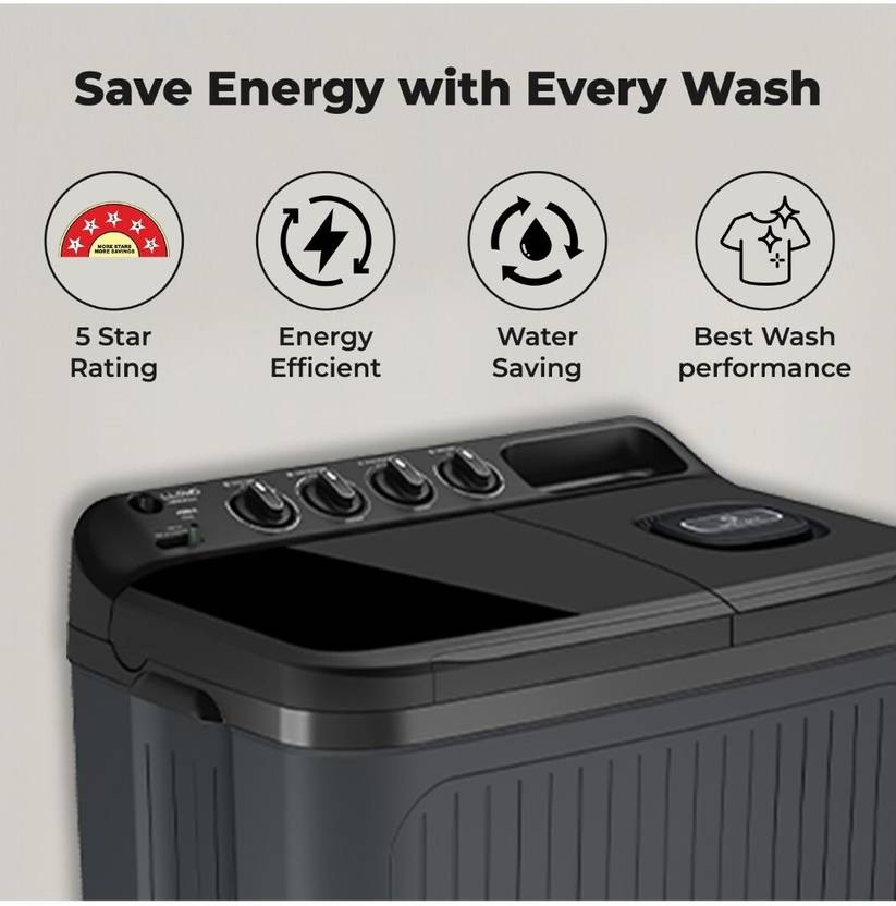 Lloyd 7 kg Semi Automatic Top Load Washing Machine Black, Grey (GLWS705ARDVG)-4