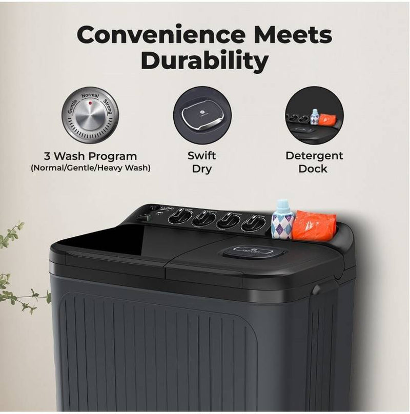 Lloyd 7 kg Semi Automatic Top Load Washing Machine Black, Grey (GLWS705ARDVG)-3