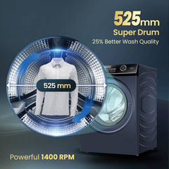 Haier 11 kg 525 mm Super Drum, Direct Motion Motor,PuriSteam, i-Refresh,Inbuilt Heater, WiFi Enabled Fully Automatic Front Load Washing Machine with (EFLD110-DM14IEICBKU1)-3