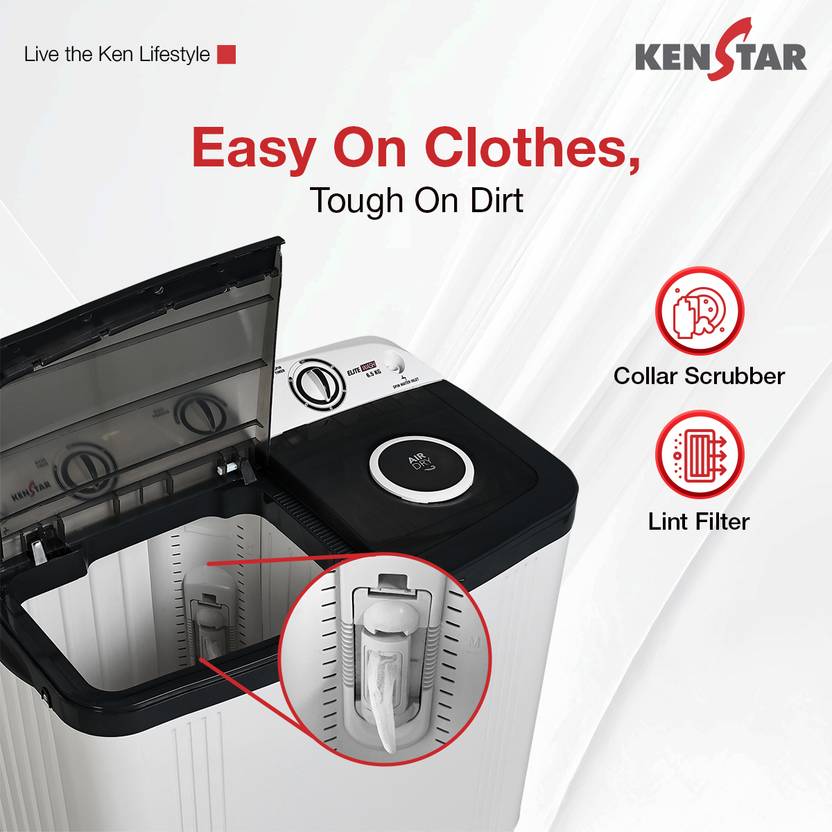 Kenstar 6.5 Kg Swift Dry Lid Semi Automatic Top Load Washing Machine White, Grey (KSSA655NNNDG)-4