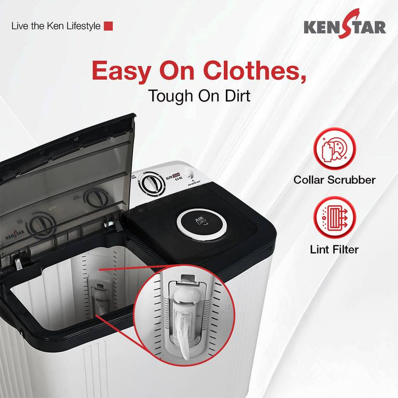 Kenstar 6.5 Kg Swift Dry Lid Semi Automatic Top Load Washing Machine White, Grey (KSSA655NNNDG)-4