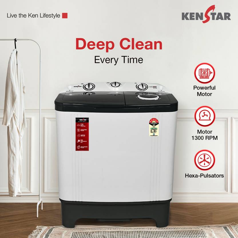 Kenstar 6.5 Kg Swift Dry Lid Semi Automatic Top Load Washing Machine White, Grey (KSSA655NNNDG)-3