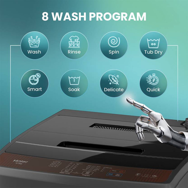 Haier 8 kg With Ultra Fresh Air Technology, Oceanus Wave Steel Drum, Balance Clean Pulsator, Custom Wash Cycles with 15 Mins Quick Wash, Magic Filter (ETL80-FES5)-4