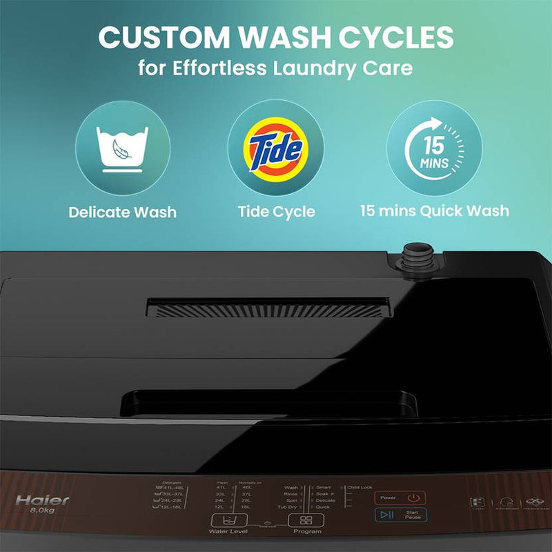 Haier 8 kg With Ultra Fresh Air Technology, Oceanus Wave Steel Drum, Balance Clean Pulsator, Custom Wash Cycles with 15 Mins Quick Wash, Magic Filter (ETL80-FES5)-3