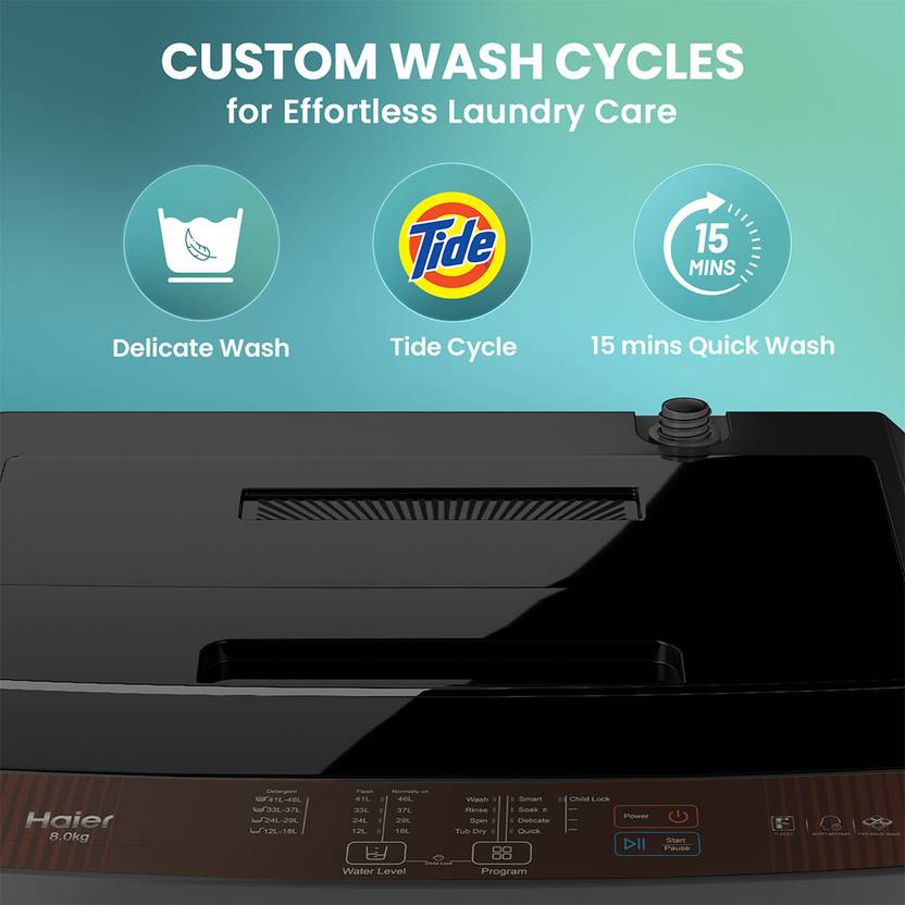 Haier 8 kg With Ultra Fresh Air Technology, Oceanus Wave Steel Drum, Balance Clean Pulsator, Custom Wash Cycles with 15 Mins Quick Wash, Magic Filter (ETL80-FES5)-3
