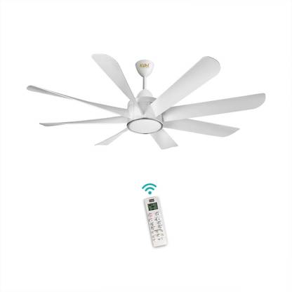 KUHL Platin D8 Stylish 65% Power Saving with 1 Year Warranty BLDC Motor with Remote 1500 mm Ceiling Fan (5 Star | White | Pack of 1)