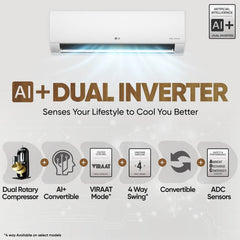LG 2025 Model 1.5 Ton 5 Star Split AI Dual Inverter with Wi-fi with Energy Manger Plus,Voice Control, HimClean, 4 Way, VIRAAT Mode and Diet Mode Plus (US-Q19PWZE, White)-3