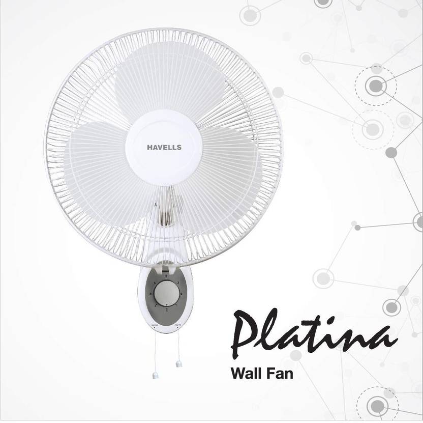 HAVELLS Swing Platina 400mm 55-Watt High Speed (White) Anti Rust 400 mm Wall Fan-2