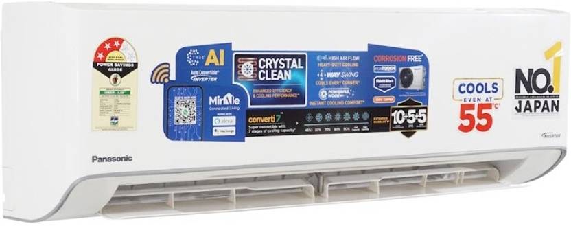Panasonic 2025 Model 1.5 Ton 3 Star Split Inverter with Wi-fi AC (CS-EU18BKY3FM/CU-EU18BKY3FM, White, Grey)-3