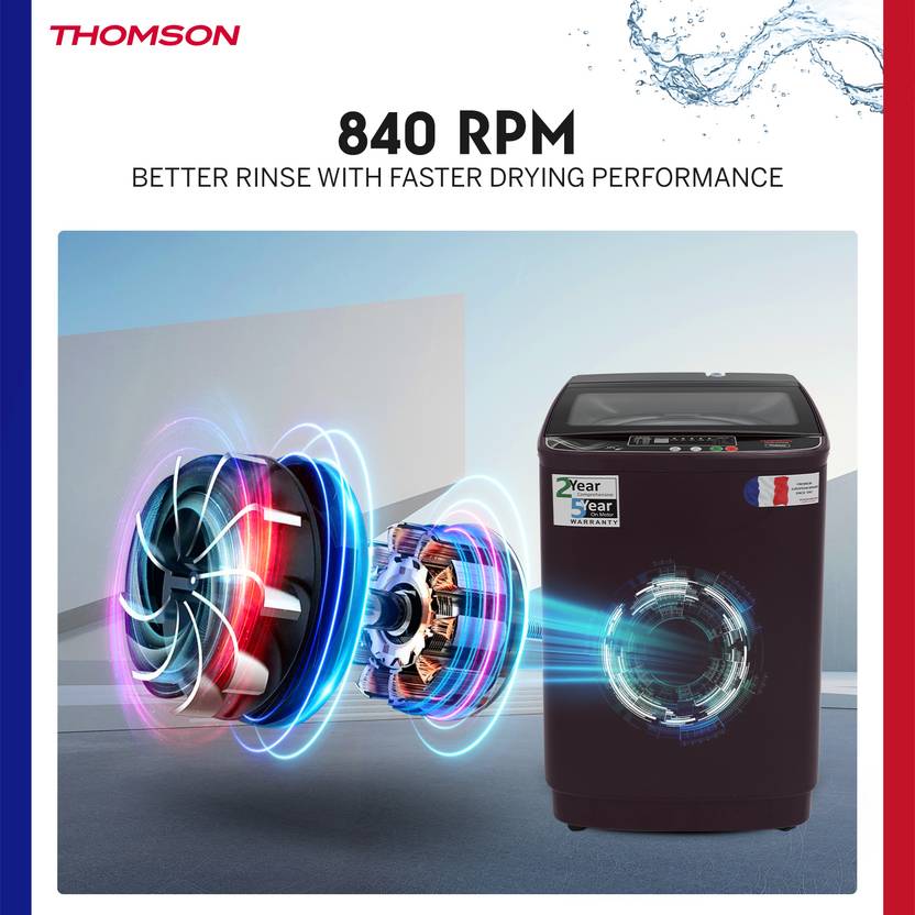 Thomson 8.5 kg PureWash Toughened Glass Lid with Stainless Steel Drum, Magic Filter and Multiple Wash Programs Fully Automatic Top Load Washing (TTL8500R)-4