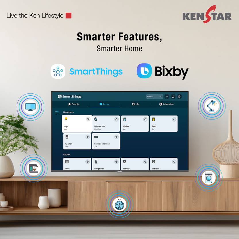 Kenstar 139 cm (55 inch) Ultra HD (4K) LED Smart Tizen TV with Metal Frameless Design 24W Dolby Audio Samsung TV Plus App (100+ Live Channels) Voice (55UHDTDKEETB)-4