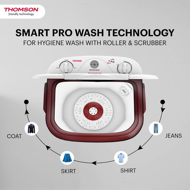 Thomson 7 kg Washer only Red, White (TW7000)-3