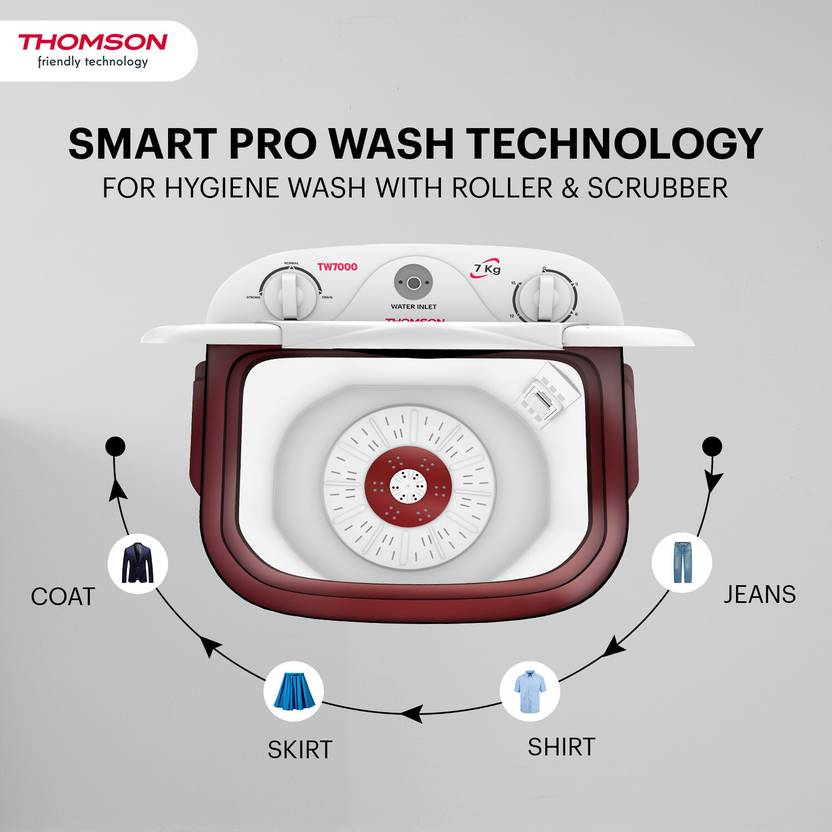 Thomson 7 kg Washer only Red, White (TW7000)-3