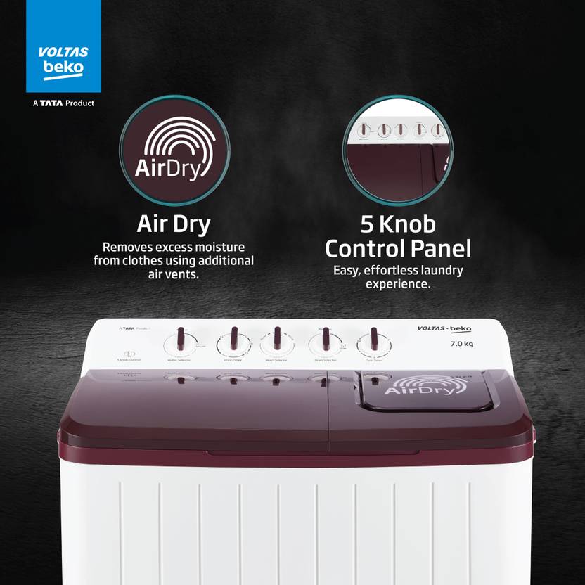 Voltas Beko by A Tata Product 7 kg Semi Automatic Top Load Washing Machine Maroon, White (WTT70UHA/OK5R0R0W01)-4