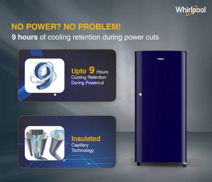 Whirlpool 184 L Direct Cool Single Door 2 Star Refrigerator (Solid Blue / Blue, 205 WDE CLS 2S SAPPHIRE BLUE-Z)